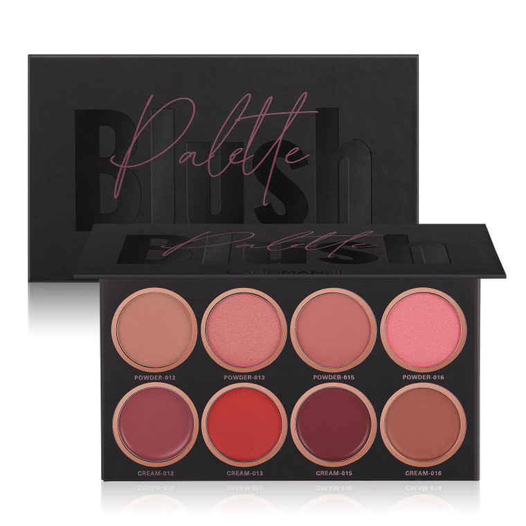 8 Colors Blush Palette, 4 Powder + 4 Cream Blush, Contour and Highlight Blush Palette, Natural Nude Makeup Brighten Skin Tone Portable Makeup Blush,