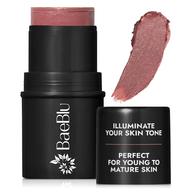 BaeBlu - Organic Blush Tube, Cabernet - 100% Natural Vegan Cream Blush Sticks, Multi-Use Bronzer, & Highlighter for Lips, Cheeks & Eyes, Buildable Sh