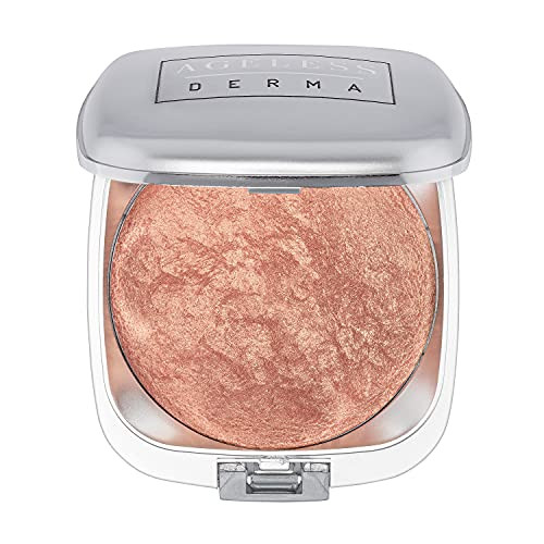 Ageless Derma Baked Mineral Makeup Healthy Blush with Botanical Extracts (Apricot Swirl) Made in USA. Highlighter Makeup