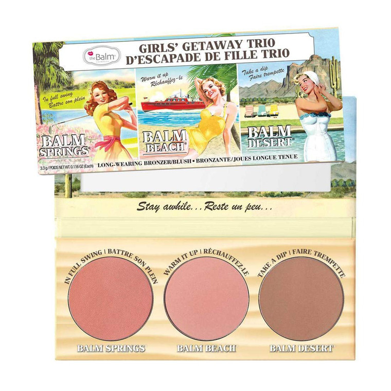 theBalm Girls' Getaway Trio - Highlighting Powder Cheek Palette, Face Sculpting Kit, Fade Resistant Blushes/Bronzers, Balm (Springs, Beach and Desert