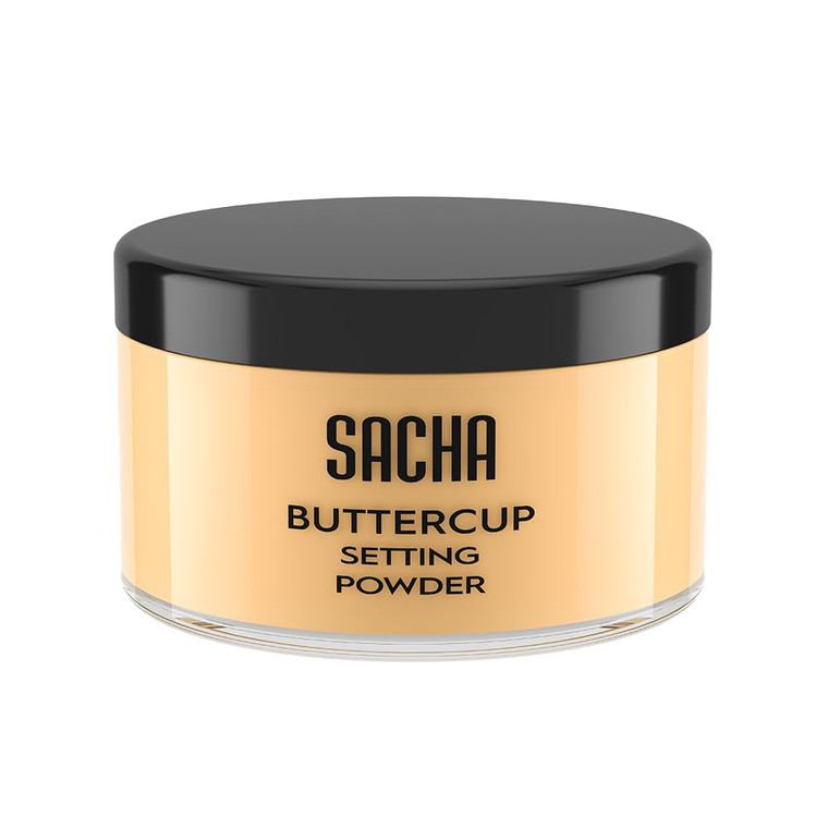 Sacha BUTTERCUP Setting Powder. No Ashy Flashback. Blurs Fine Lines and Pores. Loose, Translucent Face Powder to Set Makeup Foundation or Concealer.