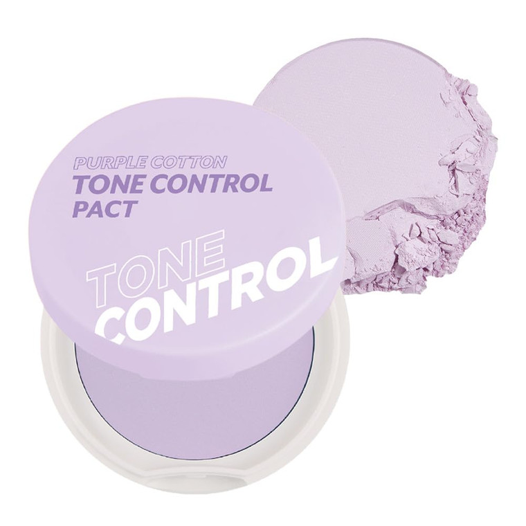 I'M MEME Compact - Purple Cotton Tone Control Pact | Korean Pressed Setting Powder With Berry Complex, Makeup Powder, Translucent Compact, Finishing