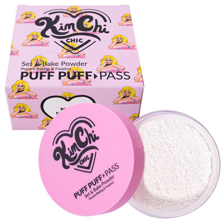 KimChiChic Beauty Puff Puff Pass Set and Bake Setting Powder for Makeup, Extra Fluffy Loose Face Powder Poof, Soft Natural Face Makeup for Uneven Ski