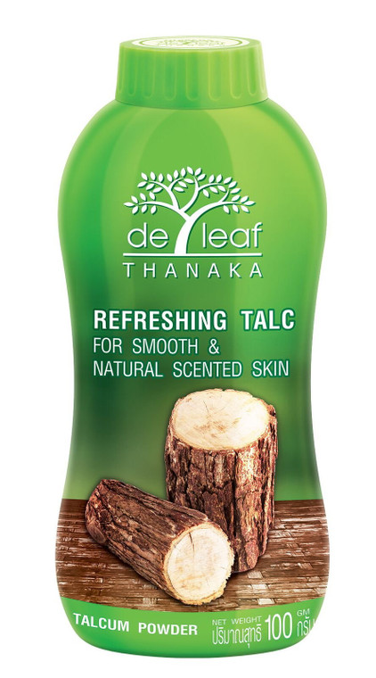 DE LEAF THANAKA Refreshing Talc Smooth and Natural Scented Skin, Talcum Powder Beauty Skincare Face Body Clean Fresh Cooling Sooth Irritation, 80 g 3