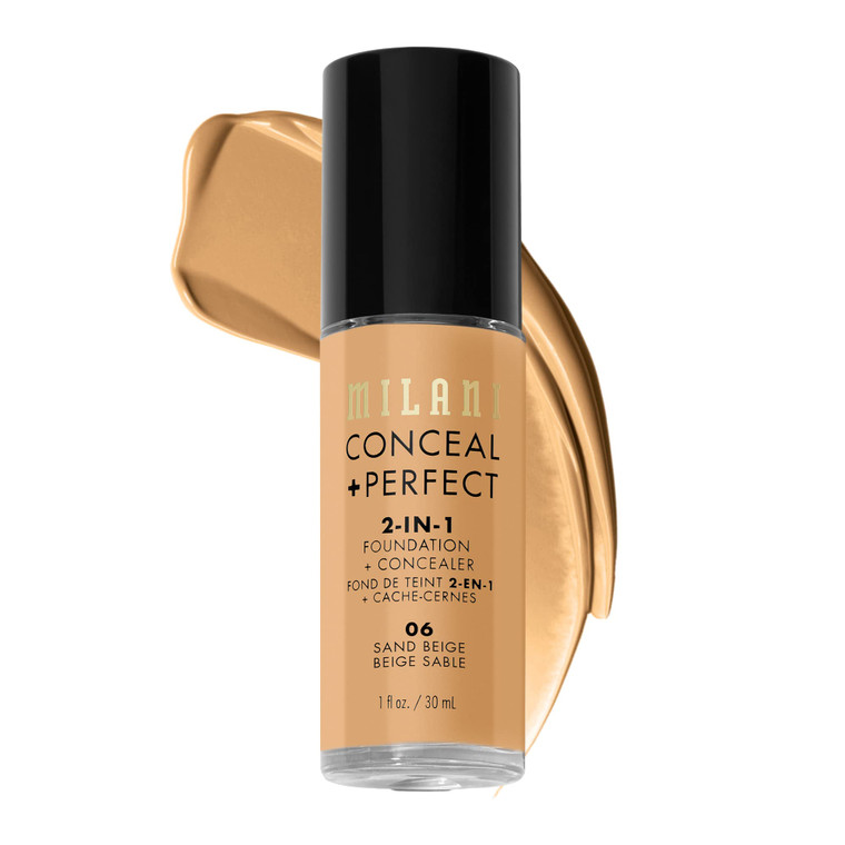 Milani Conceal + Perfect 2-in-1 Foundation + Concealer for a Flawless Complexion, Under Eye Corrector, Cover Redness and Imperfections, Waterproof an