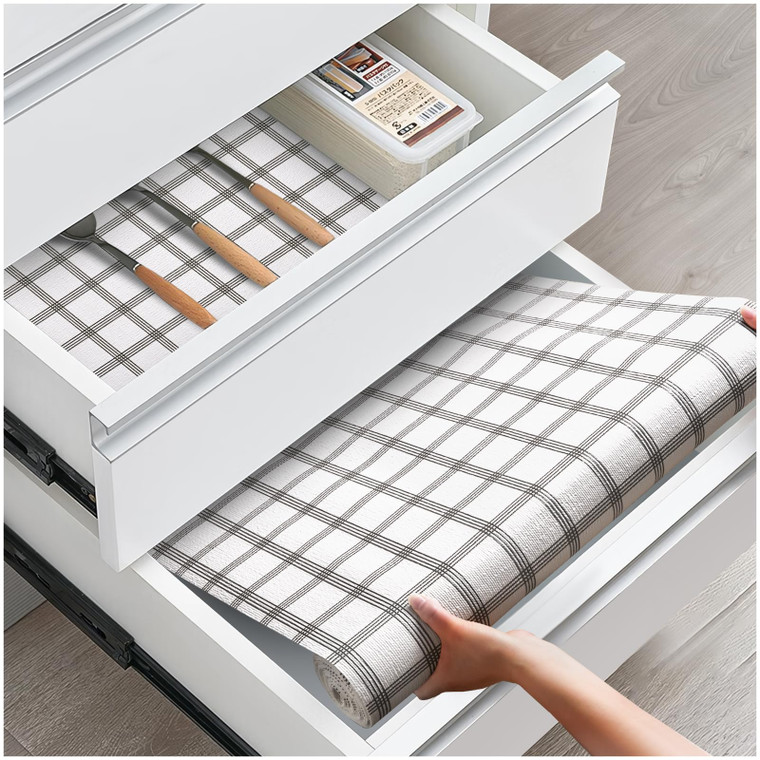 ALIUNI Drawer and Shelf Liner, Non-Slip Kitchen Cabinet Liners Non-Adhesive Thick Strong Grip Waterproof Washable Mats Protect Dresser Shelves Cupboa
