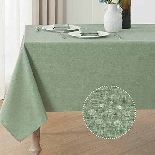 Veblandy Rectangle Tablecloth Waterproof Linen Textured Table Cloth Stain and Wrinkle Resistant Washable, Decorative Fabric Table Cover for Dining, P