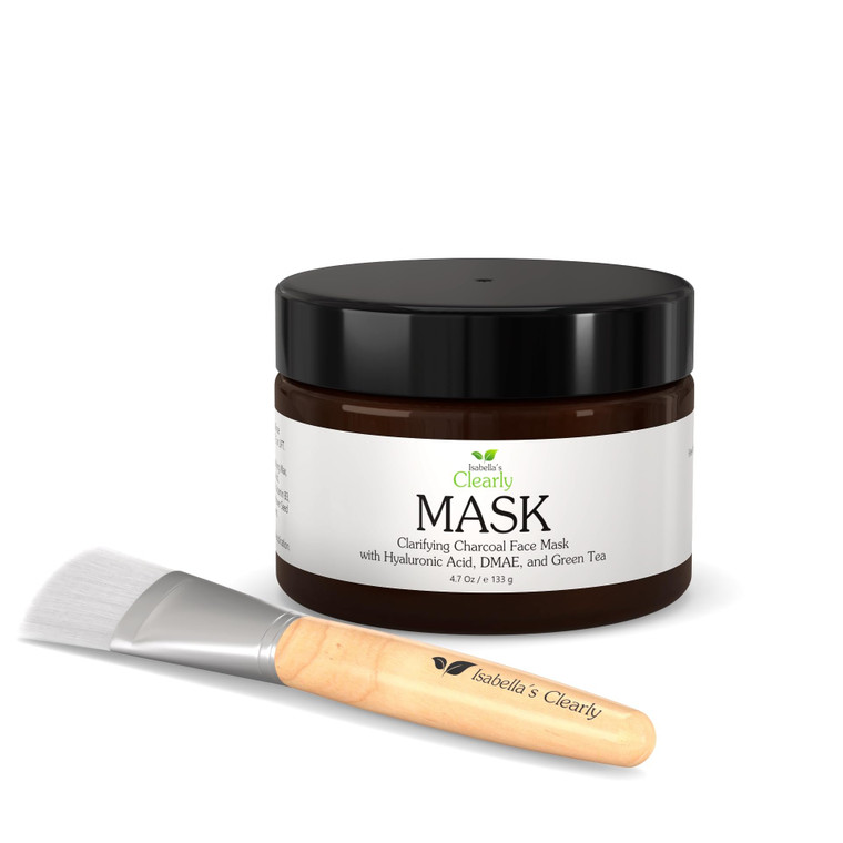 Isabella's Clearly MASK, Deep Pore Cleansing Charcoal Face Mask with Anti Ageing Hyaluronic Acid | Natural Skin Care for Wrinkles, Blackheads, Large