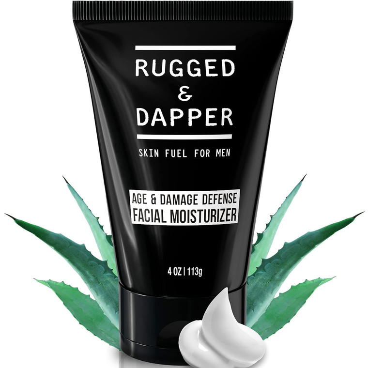 RUGGED & DAPPER - Age Defense Face Moisturizer for Men | 4oz | Hydrating Mens Face Lotion | Unscented + Anti- Aging Formula for Clear Skin | Natural