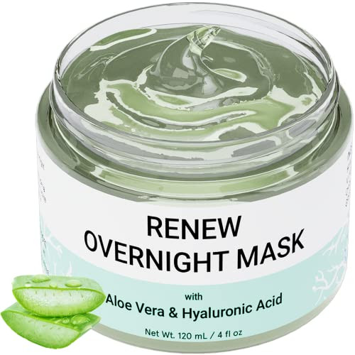 Doppeltree RENEW Overnight Face Mask with Aloe Vera Gel & Hyaluronic Acid, Anti Aging Hydrating Facial Mask for All Skin Types, Night Time Skin Care