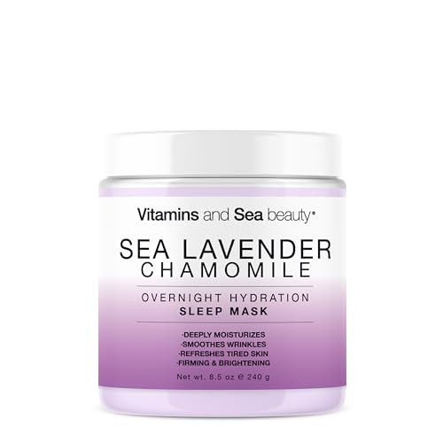 Vitamins and Sea Beauty Sea Lavender Chamomile Sleep Mask  Overnight Hydration Face Mask with Botanicals, Deep Moisturizing & Firming, 8.5 oz