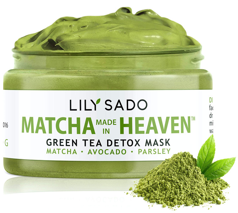 LILY SADO MATCHA MADE IN HEAVEN Green Tea Matcha & Avocado Face Mask - Natural Organic Vegan Facial Mask - Anti-Aging Antioxidant Defense Against Ac