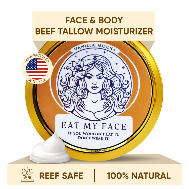 Eat My Face Quick Absorb Beef Tallow Face Moisturizer  4.0 fl Oz, Non-Greasy Grass Fed Pure Beef Tallow for Skin | Face, Neck & Body - Natural Vanil