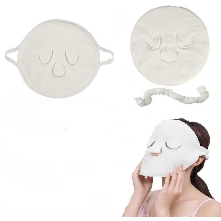 BLACKCROWN 4 Holes Towel Mask Reusable Face Towel Mask Cold Hot Compress Facial Steamer Moisturizing Beauty Skin Care Spa Towels for Facial Steamer M