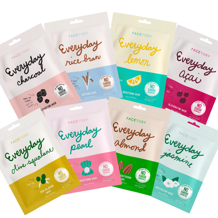 FACETORY K Beauty Face Mask Skin Care - EVERYDAY 8 COLLECTION Sheet Mask Set | Natural Premium Korean Face Mask For All Skin Types - No Sulfates No P