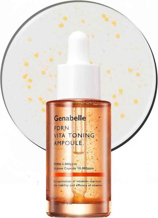 PDRN Vita Toning Ampoule - Lightweight Glass Skin & Toning Ampoule with Vitamin B, C, E, PDRN, Serum for Blemishes, Fine Lines and Rough Skin Texture