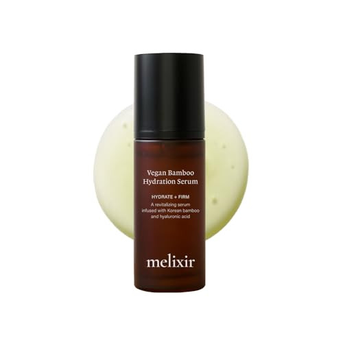 Melixir Vegan Bamboo Hydration Serum, Moisturizing Face Serum for Sensitive & Acne-Prone Skin, Hyaluronic Acid & Centella Asiatica, Improves Skin Tex