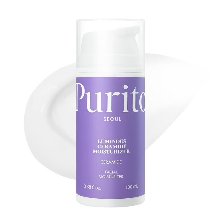 PURITO Luminous Ceramide Moisturizer | Five-Ceramide Barrier Recovery Cream for Dry & Sensitive Skin | Hydration Lock, Soothing Care, Vegan & Cruelty