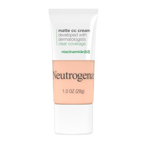 Neutrogena Clear Coverage Flawless Matte CC Cream, Full-Coverage Color Correcting Cream Face Makeup with Niacinamide (b3), Hypoallergenic, Oil Free &