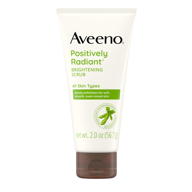 Aveeno Positively Radiant Skin Brightening Exfoliating Daily Facial Scrub, Moisture-Rich Soy Extract, helps improve skin tone & texture, Oil-& Soap-F