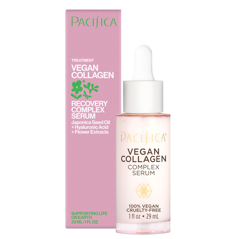 Pacifica Vegan Collagen Complex Face Serum Anti Aging Hydrating Serum w/Hyaluronic Acid for Plumping & Firming Collagen Boosting Facial Serum for Fin