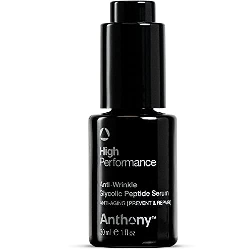 Anthony High Performance Anti-Wrinkle Glycolic Peptide Serum, Anti-Aging Lifting Moisturizer with Glycolic Acid, Peptides, Biotin, Pullulan and Algae