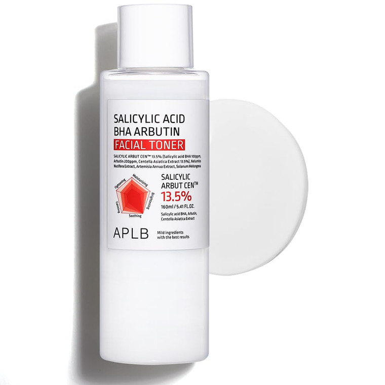 APLB Salicylic Acid BHA Arbutin Facial Toner | SALICYLIC ARBUT CEN 13.5% 5.41 FL.OZ/Korean Skincare, Acne & Pore Care, Replenishing Moisture, Revita