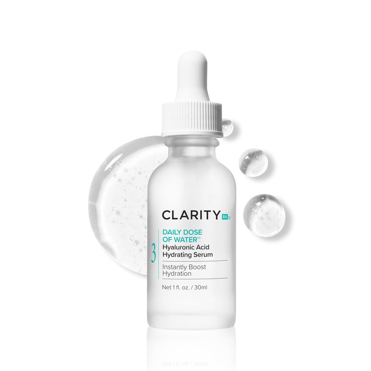 ClarityRx Daily Dose of Water Hyaluronic Acid Serum for Face, Natural, Plant-Based Daily Anti Aging Hydrating Serum Treatment for Dry, Dull Skin, No