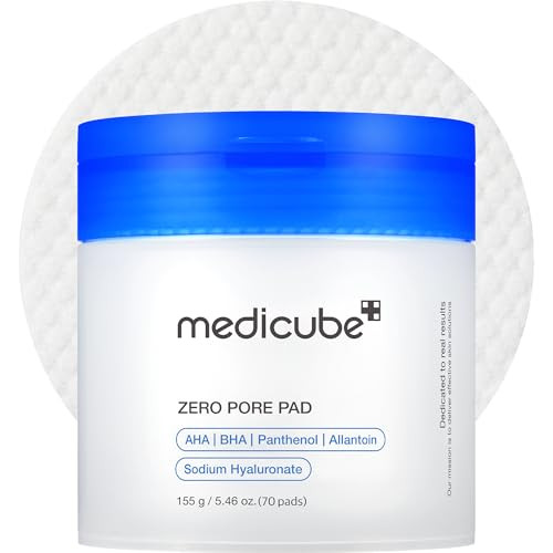 medicube Toner Pads Zero Pore Pad 2.0 | Dual-Textured Facial Pad for Exfoliation and Pore Care with 4.5% AHA Lactic Acid, 0.45% BHA Salicylic Acid |