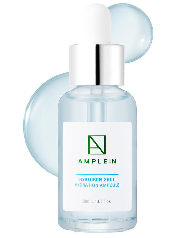 AMPLE:N Hyaluron Shot Hydration Serum  Korean Plumping Face Serum with Hyaluronic Acid and Xylitol - Ultra Hydrating Moisturizer to Reduce Wrinkles
