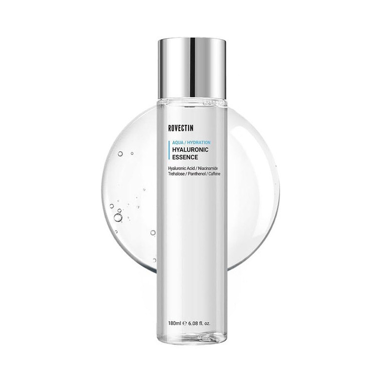 ROVECTIN Aqua Hyaluronic Essence for Sensitive Skin | 100% Vegan-Cruelty Free Korean Skincare | Anti-Aging, Deep Hydration Toner with Niacinamide & 7