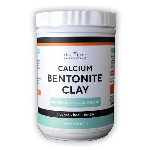 Calcium Bentonite Clay Healing Powder - Pure Pharmaceutical - Face, Body & Hair Detox Mask, Natural Mud Masks, Deep Pore Cleansing for Health & Beaut