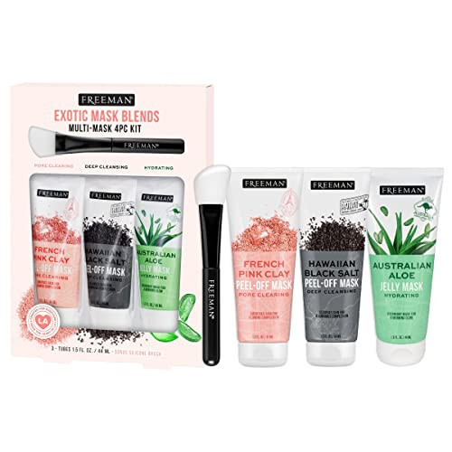 Freeman Exotic Blends Facial Mask 4 Piece Set, Peel-Off & Jelly Masks, Cleansing, Pore-Clearing & Hydrating Facial Masks, For All Skin Types, Include