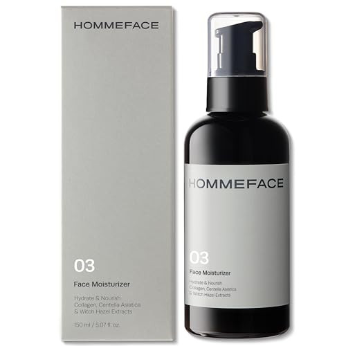 HommeFace Mens Daily Face Moisturizer, 5.07 fl. oz. - Hydrating & Nourishing Facial Lotion - Korean Skincare Technology with Collagen, Witch Hazel &