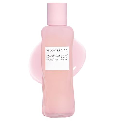 Glow Recipe PHA + BHA Face Toner, Korean Exfoliating Toner for Pores, Gentle Chemical Exfoliant + Hydrating Toner, Watermelon, Cactus Water + Glyceri