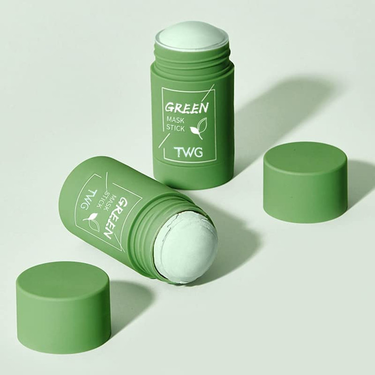 SULLMAR 2PACK Girl Green Tea Solid Mask Green Tea Mask Stick Deep Cleaning Mud Mask Stick Oil Control Eggplant Masks Purifying Clay Stick Mask Skin C