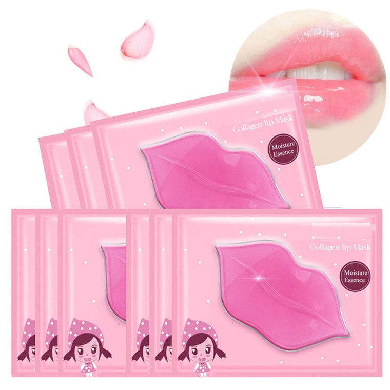 Felico Lip Mask, 30PCS Collagen Crystal Pink Care Gel Pads, Moisturizing Anti-Wrinkle Anti-Aging Firm Hydrate Lips, Remove Dead Skin Fine Lines Moist