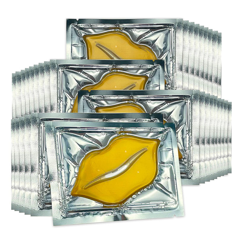 Jakuva 29PCS Collagen Lip Mask, Gel Moisturizing Mouth Patches For Anti Wrinkle,Anti Chapped and Moisturizing, Sleeping Mask, Gold