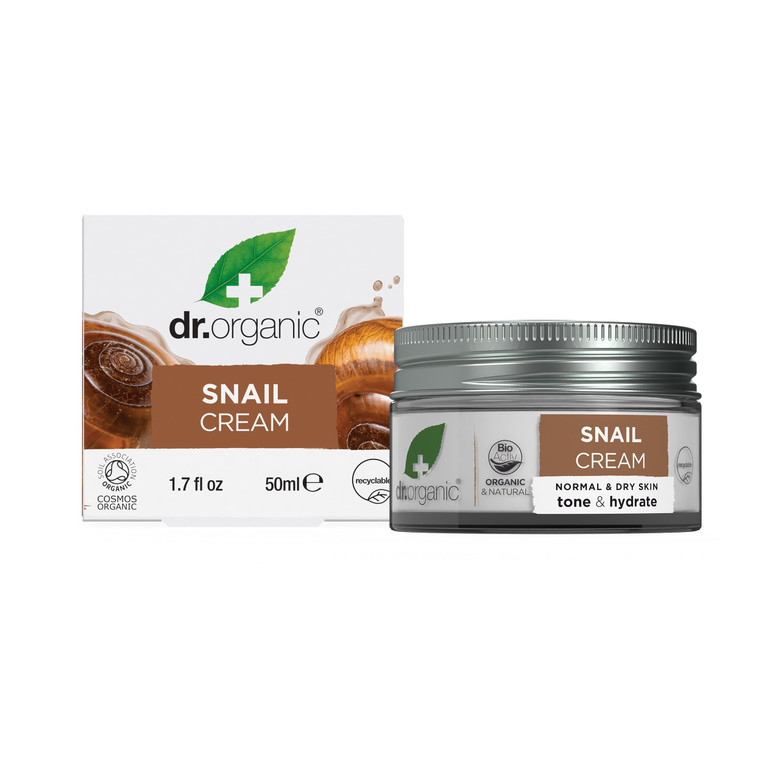 Dr. Organic Snail Gel Face Cream | Rejuvenates and Moisturizes, Improves Skin Tone and Hydration, Natural, Certified Organic, Paraben & SLS-Free, 50