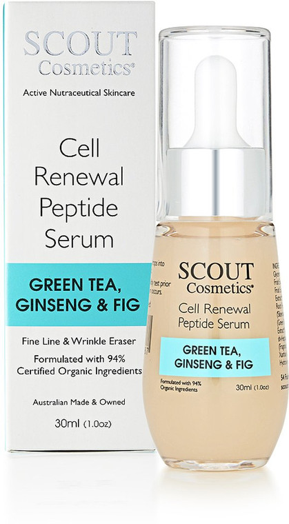 SCOUT Cosmetics Cell Renewal Peptide Face Serum With Green Tea, Ginseng And Fig