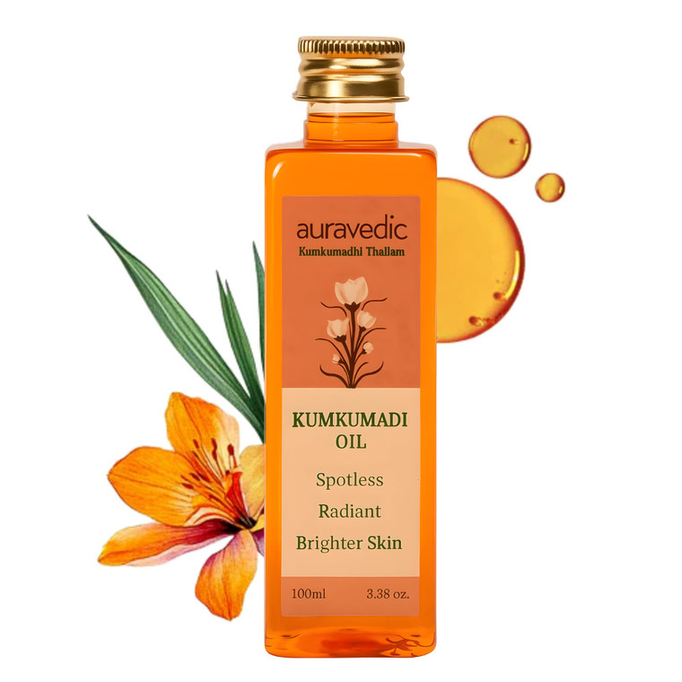 Auravedic Kumkumadi Oil with Pure Saffron | Radiance Enhancing Face Oil for Dull, Dry & Uneven Skin | Lightweight Hydrating Formula for a Smooth, Glo