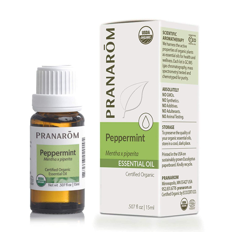 Pranarom USDA Certified Organic Peppermint Essential Oil (15ml), 100% Pure Undiluted Therapeutic Grade from India for Aromatherapy, Diffuser, Topical