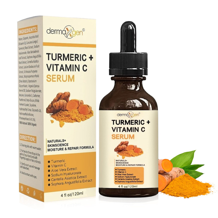 Turmeric Serum for Face + Glow-Boosting Vitamin C Serum Organic Moisturizer for Acne, Dark Spots & Clear Skin Boosts Hydration for Dry & Tired Skin