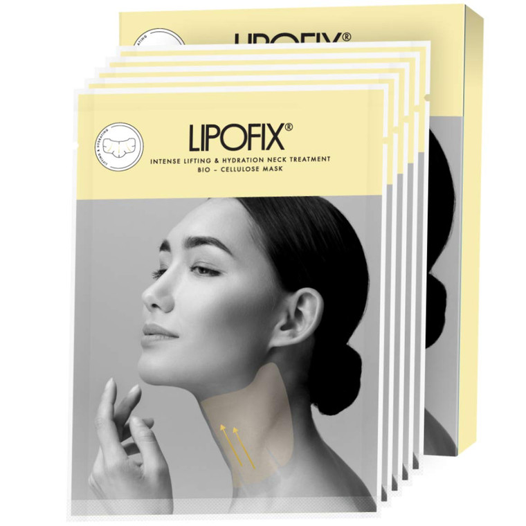 LIPOFIX Neck Lifting Hydrating Firming Intense Treatment Bio - Cellulose Mask (5 MASKS)