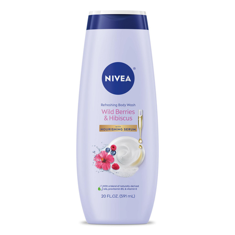 NIVEA Refreshing Wild Berries and Hibiscus Body Wash with Nourishing Serum, Scented Body Wash for Women, Enriched with Provitamin B5 and Vitamin E, 2