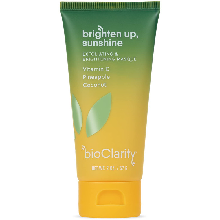 BioClarity Brightening Face Mask, Brighten Up Sunshine, 100% Clean Vegan Ingredients, Exfoliate Brighten Hydrate Skin, Vitamin C, Pineapple, Avocado,