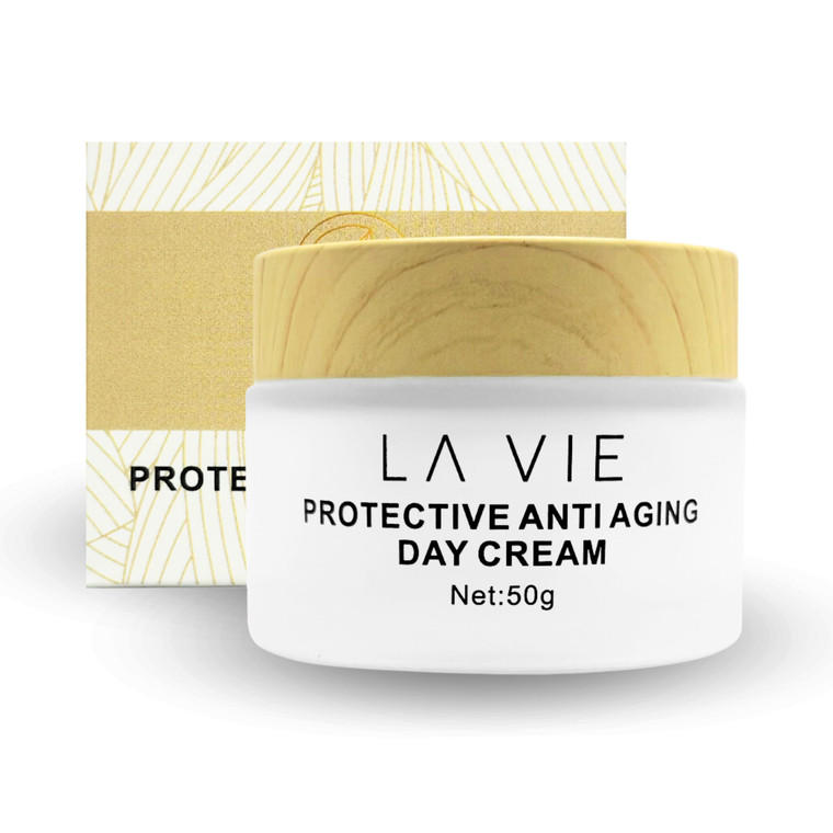 La Vie Protective Anti-Aging Face Cream  Day Cream with Hyaluronic Acid, Shea Butter & Vitamins  Firming Face Cream with SPF & Aloe Vera  1.7Fl Oz