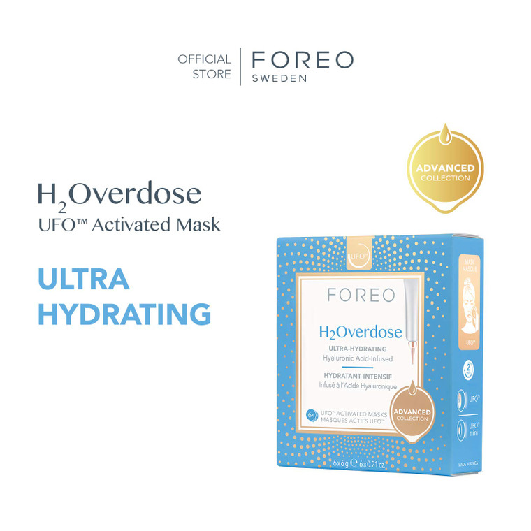 FOREO H2Overdose Advanced Collection 2.0 UFO-Activated Facial Mask - Hydrating Facial - Beauty & Personal Care - Hyaluronic Acid & Vitamin E - For Al