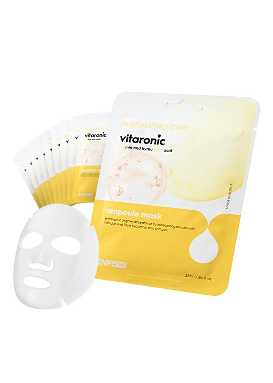 SNP Vitaronic Ampoule Sheet Mask | Nourishing, Moisturizing, and Refreshing for All Skin Types with Vitamin B, C, D, and E | Face Masks Skincare | Ko