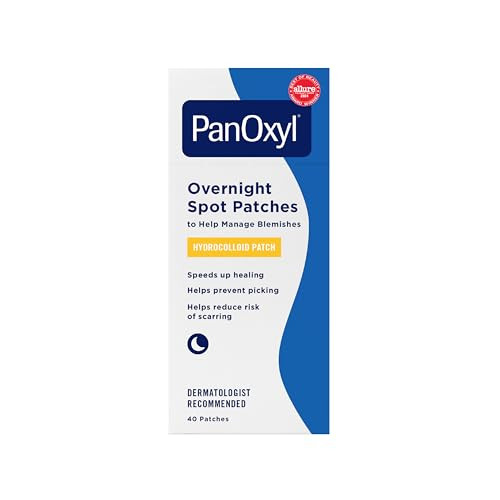 PanOxyl PM Overnight Spot Patches, Advanced Hydrocolloid Healing Technology, Fragrance Free, 40 Count Pack of 1